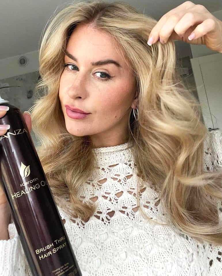 Лак-спрей для експрес-укладки з кератиновим еліксиром LʼANZA Keratin Healing Oil Brush Thru Hair Spray, 350 ml - 3